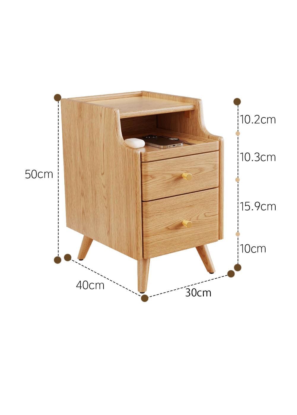 Amazon.co.jp: Mangowood ナイトテーブル スリム サイドテーブル